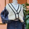 Denim Kollu V Yaka Hırka