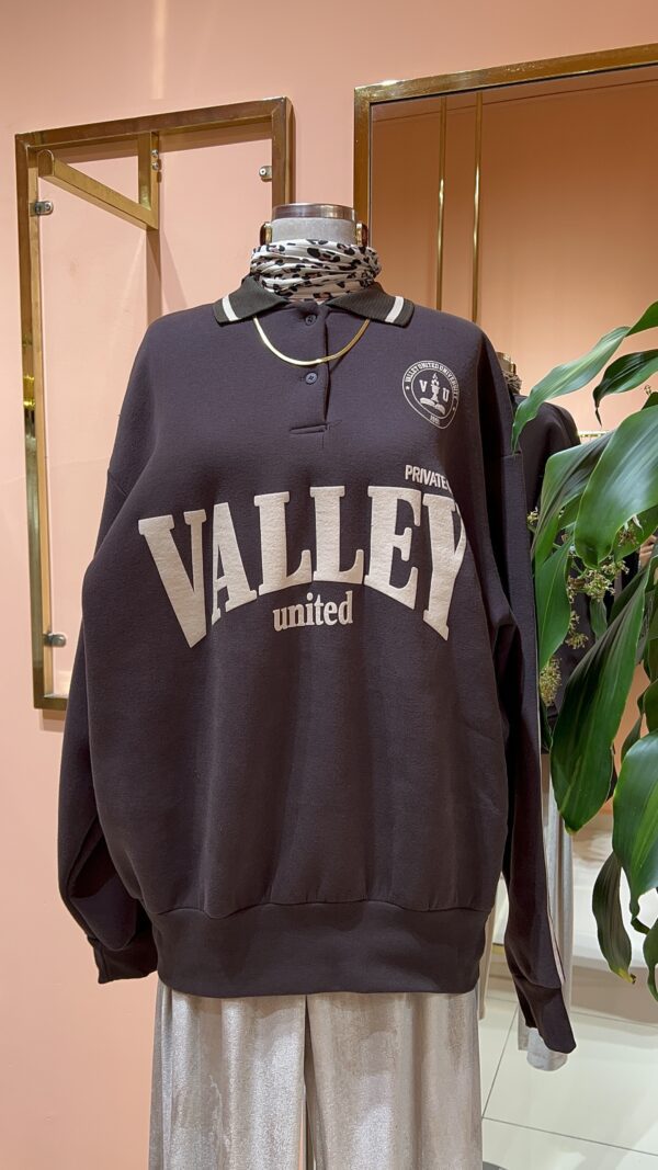Polo Yaka Valley Sweatshirt - Kahve - Görsel 2